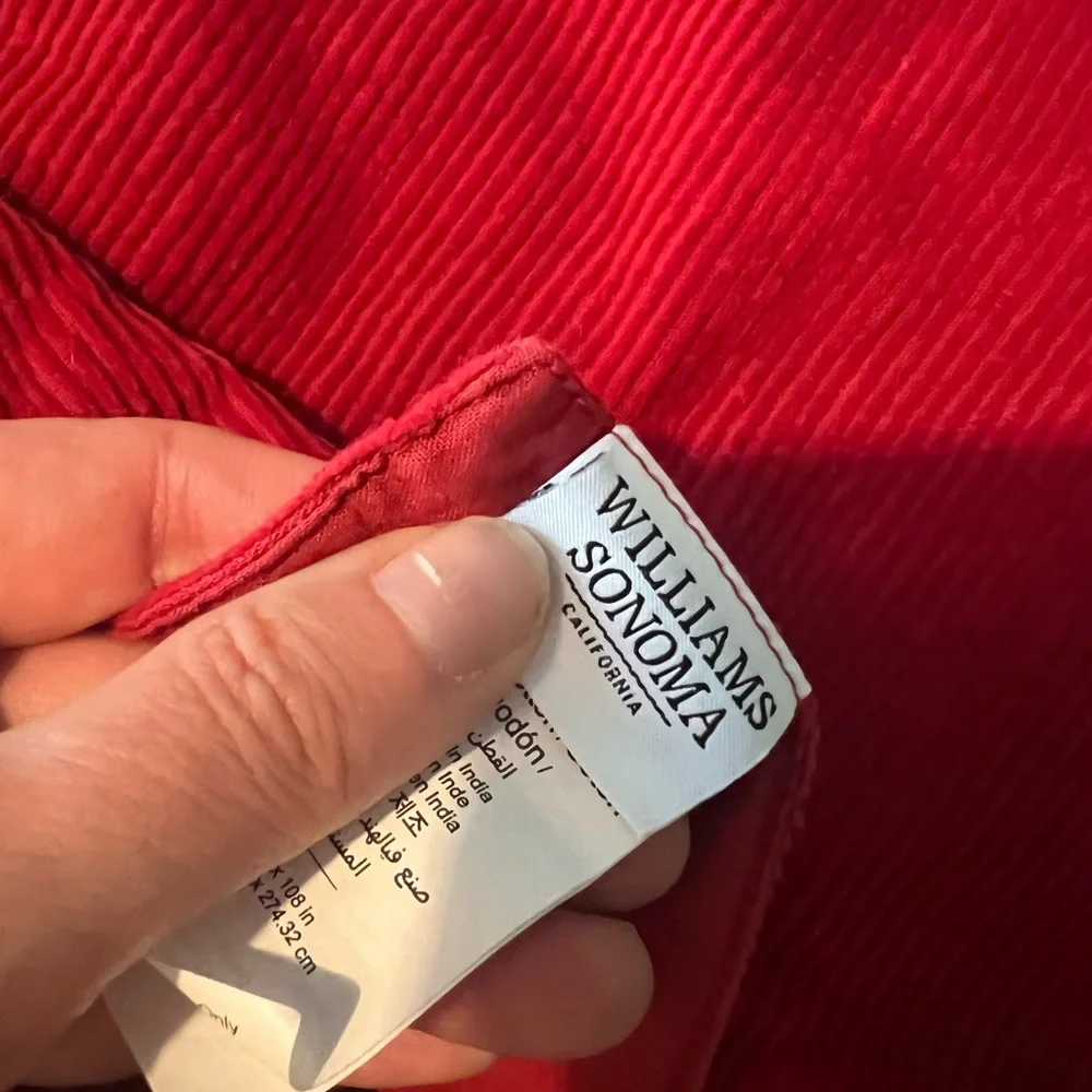 Williams Sonoma Red Corduroy Christmas Table Runner
